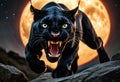 Bloodthirsty black puma. Generative AI Royalty Free Stock Photo