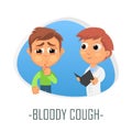 Bloody cough medical concept. Vector illustration.