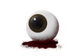 Bloody eyeball on the white background and paths selection.