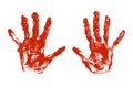 Bloody handprint. Palm imprint. Decoration for Halloween, scary stamp. Isolated. Vector illustrationBloody handprint. Palm imprint