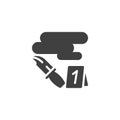 Bloody knife evidence vector icon