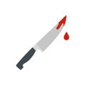 Bloody knife icon, flat style