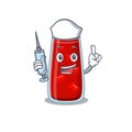 Bloody mary cocktail humble nurse mascot design with a syringe