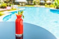 Bloody Mary cocktail at the resort bar or suite patio. Luxury re Royalty Free Stock Photo