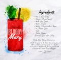 Bloody mary cocktails watercolor Royalty Free Stock Photo