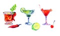 Bloody Mary, Margarita and Cosmopolitan Royalty Free Stock Photo