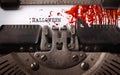 Bloody note - Vintage inscription made by old typewriter Royalty Free Stock Photo