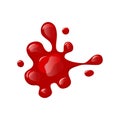 Bloody puddle. Red liquid spill. Wine, red paint. Vector cartoon illustration. Top view on a white isolated background Royalty Free Stock Photo