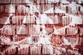 Bloody red, abstract art texture background. White paint looks like blood. Creative, scary, moody wall. Crime scene backdrop Royalty Free Stock Photo