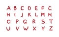 Bloody red spooky latin alphabet