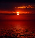 Bloody sunrise over sea Royalty Free Stock Photo