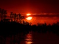 Bloody sunset over a lake Royalty Free Stock Photo