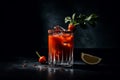 Bloody Mary cocktail on glass on dark background Royalty Free Stock Photo