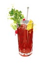 Illustration of a Bloody Mary cocktail with watercolour splash