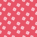 Bloom abstarct seamless pattern with geometric simple flower buds silhouettes. Bright pink background
