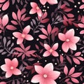 bloom blossom, pink, pollen, leaves Flowers seamless pattern Royalty Free Stock Photo