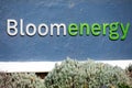 Bloom Energy sign at headquarters in Silicon Valley. The company manufactures and markets solid oxide fuel cells that produce
