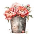 Bloom into Spring with Stunning Peonies in a rusty Pot AI Generated