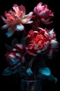 colours blossom bright peony nature design flower neon flora bloom. Generative AI.