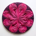 Circular Abstraction: Dark Magenta Paper Flower Art Piece