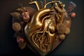 Blooming anatomical human golden heart