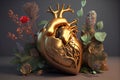 Blooming anatomical human golden heart