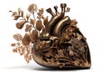 Blooming anatomical human golden heart