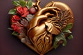 Blooming anatomical human golden heart