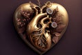 Blooming anatomical human golden heart