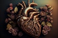 Blooming anatomical human golden heart