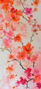 Blooming Beauty: A Chinese Painted Hanging Scroll of Pink Hibisc