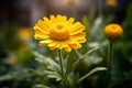 Blooming Beauty: A Macro Shot of a Yellow Daisy in Early Morning Light Royalty Free Stock Photo