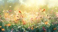 Blooming Beauty: A Serene Nature Background with Wildflowers Royalty Free Stock Photo