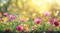 Blooming Beauty: A Serene Nature Background with Wildflowers Royalty Free Stock Photo