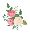 Blooming bouquet. Pink roses composition. Romantic flowers