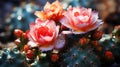 Blooming cactus closeup Royalty Free Stock Photo