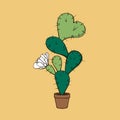 Blooming cactus with heart