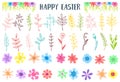 Blooming easter branches set. Cartoon beautiful symbols of nature. Illustration of romantic decoration elements for