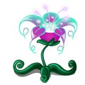 Blooming fantasy flower isolated on white background. Vector cartoon close-up illustration.