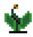Blooming flower, pixelated icon for 8 bit game