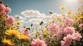 blooming flowers, clear skies, and the sweet scent of blossoms in the air