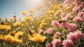 blooming flowers, clear skies, and the sweet scent of blossoms in the air