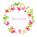 Blooming fuchsia vector design round frame