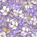 Blooming jasmine, illustration, pattern, seamless pictures. Generative AI.