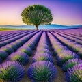 A blooming lavender field during the spring Royalty Free Stock Photo