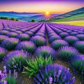 A blooming lavender field during the spring Royalty Free Stock Photo