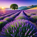 A blooming lavender field during the spring Royalty Free Stock Photo