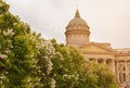 Blooming , lilac on the background of the dome of Kazan Cathedral, St. Petersburg