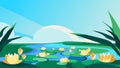 Blooming lotuses on the river. Royalty Free Stock Photo