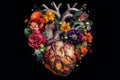 Blooming Love: A Joyful Heart of Spring Flowers Concept. Ai generated